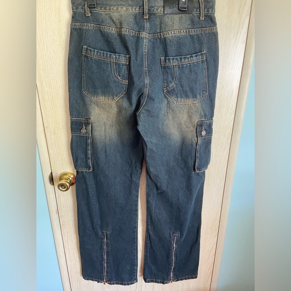Ditch Denim Cargos Blue Straight Baggy Distresses Sz 34 X 34 — image 4 of 8